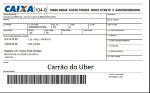 boleto carro uber
