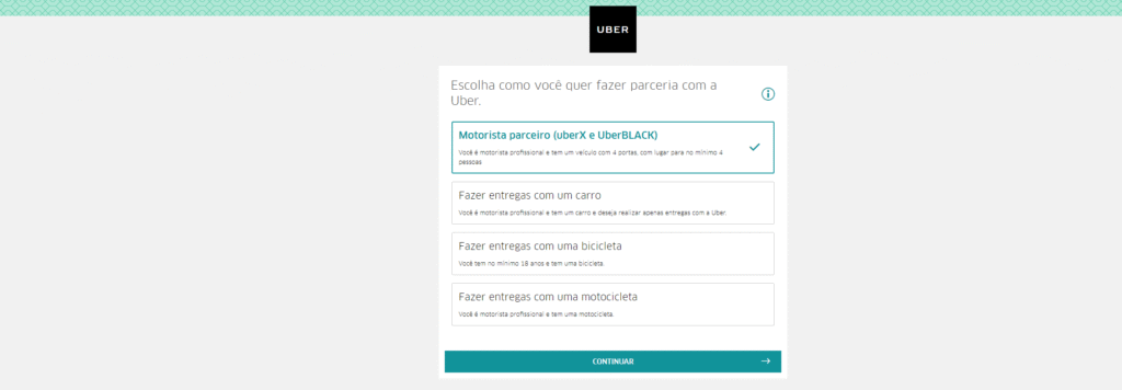 como se cadastrar no Uber Passo 2