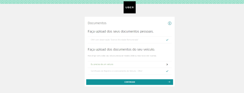 como se cadastrar no Uber Passo 9